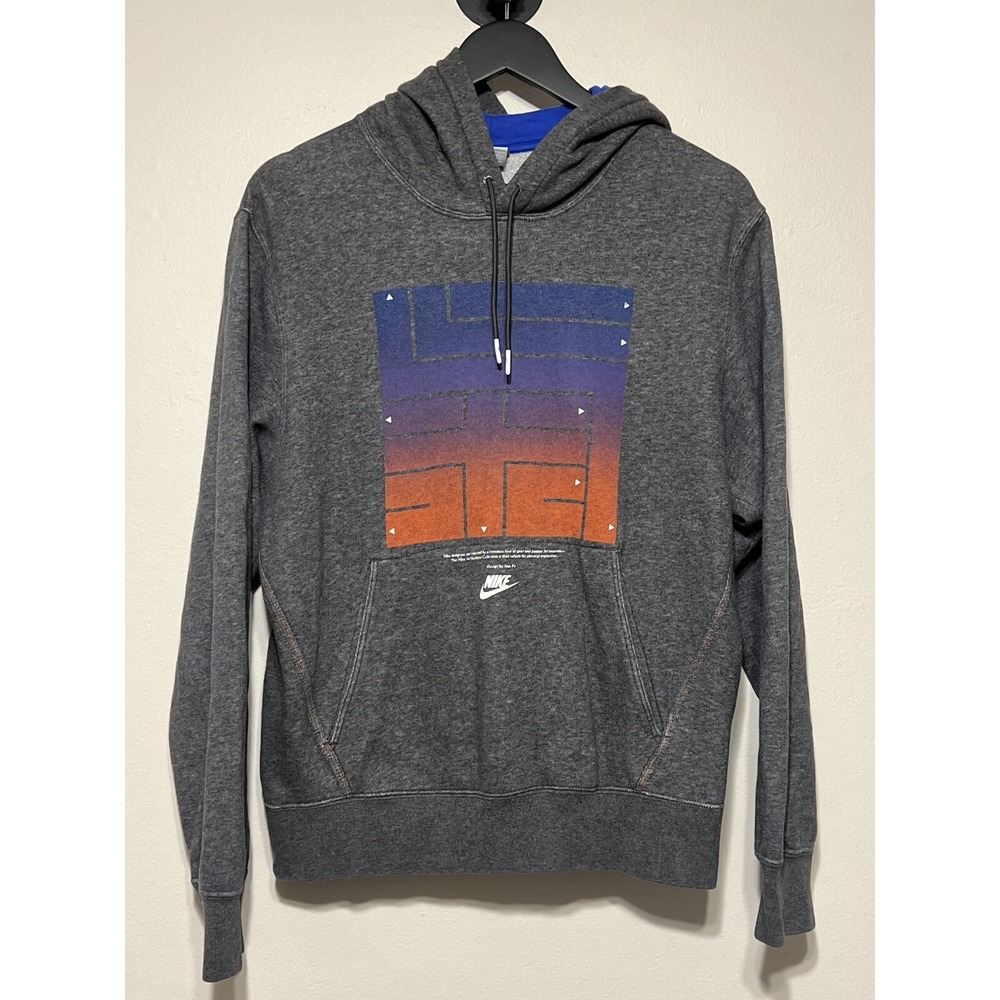 Nike Air Hoodie Graphic Pullover Sweatshirt Gray Small Y2K Alex Fu